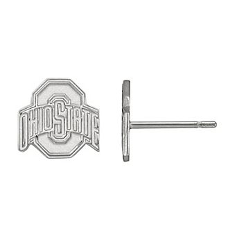 LogoArt 10K White Gold Ohio State Stud Earrings