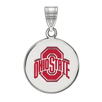 LogoArt Ohio State Sterling Silver Enamel Disc Pendant