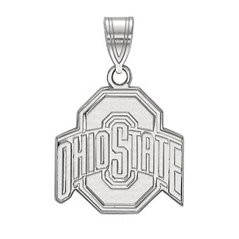 LogoArt 10K White Gold Ohio State Medium Pendant