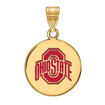 LogoArt 14k Gold over Sterling Silver Ohio State Buckeyes Enamel Disc Pendant