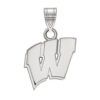 LogoArt 10k White Gold Wisconsin Badgers Pendant