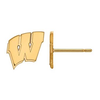 LogoArt 14k Gold over Sterling Silver Wisconsin Badgers Post Earrings