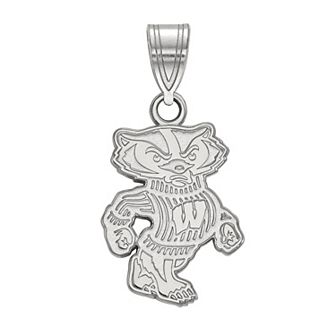 LogoArt 14k White Gold Wisconsin Badgers Bucky Badger Pendant