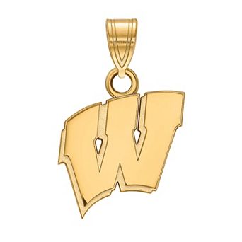 LogoArt 14k Gold Plated Silver Wisconsin Badgers Pendant