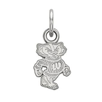 LogoArt 10k White Gold Wisconsin Badgers Bucky Badger Pendant