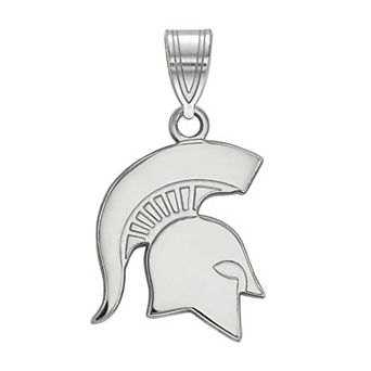 LogoArt 10K White Gold Michigan State Spartans Medium Pendant