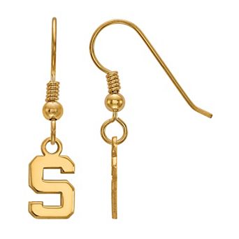 LogoArt 14K Gold Over Silver Michigan State Spartans Extra Small Dangle Earrings