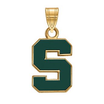 LogoArt 14K Gold Over Silver Michigan State Spartans Small Enamel Pendant