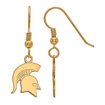 LogoArt 14K Gold Over Silver Michigan State Spartans Small Dangle Earrings