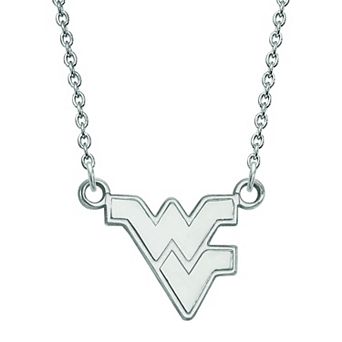 LogoArt Sterling Silver West Virginia Mountaineers Small Pendant with Necklace