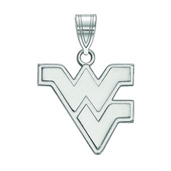 LogoArt 10K White Gold West Virginia Mountaineers Medium Pendant