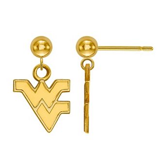 LogoArt 14K Gold West Virginia Moutaineers Dangle Ball Earrings