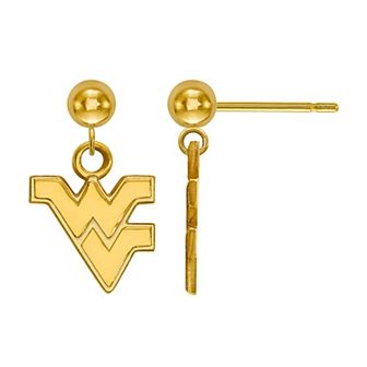 LogoArt 14K Gold Plated West Virginia Mountaineers Dangle Ball Earrings
