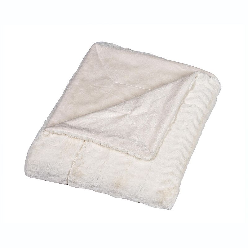 Swift Home Micro-Mink Embossed Faux Fur Throw Blanket, White, King