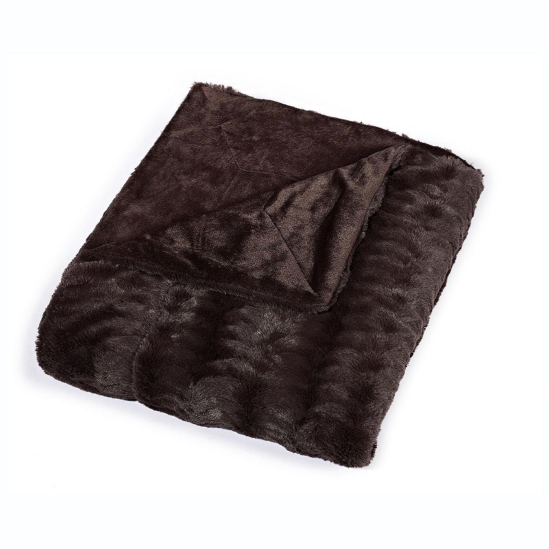 Swift Home Micro-Mink Embossed Faux Fur Throw Blanket, Brown, Twin