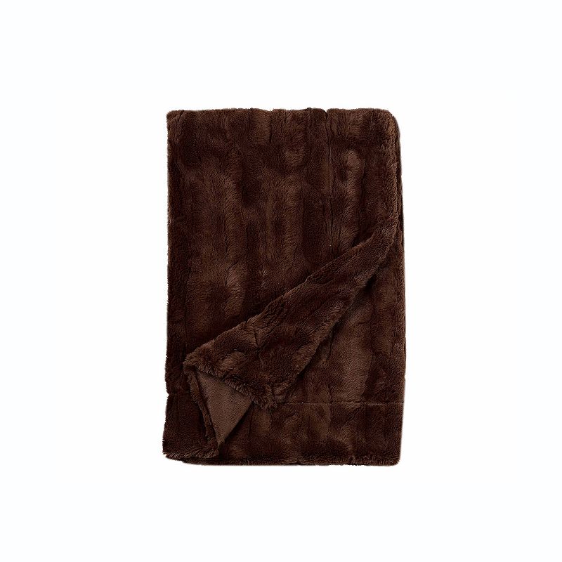 55224099 Sleep Soft Luxe Embossed Faux Fur Throw, Brown sku 55224099