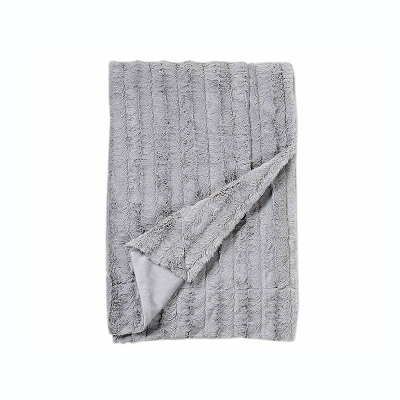 Sleep Soft Luxe Embossed Faux Fur Throw, Light Grey