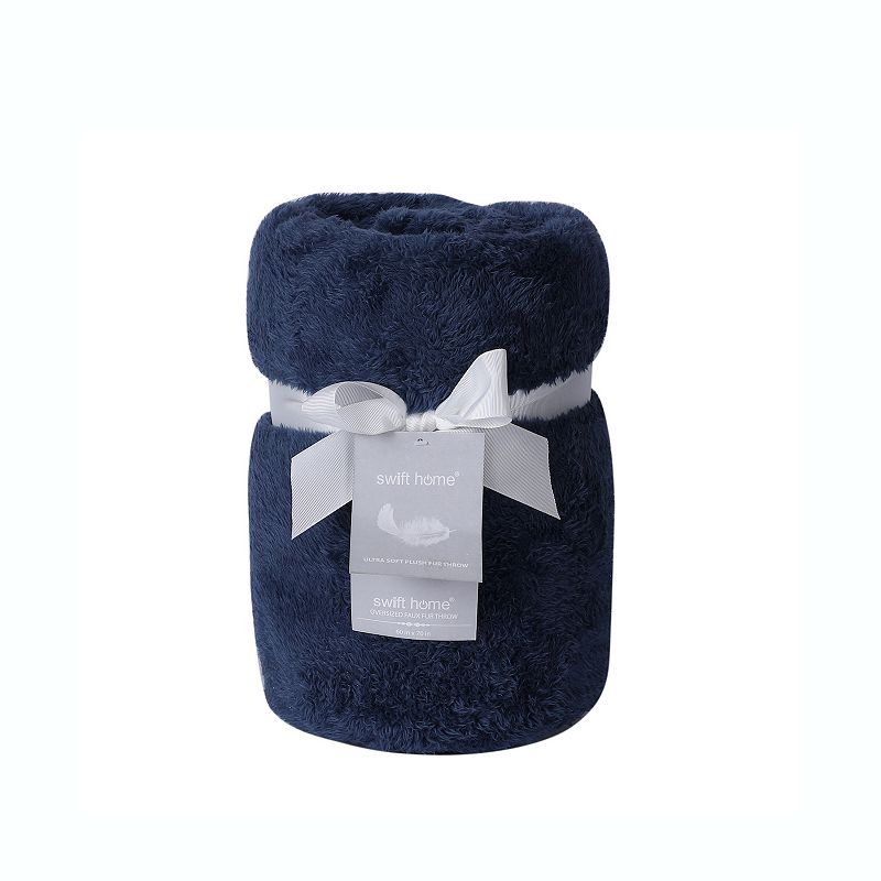 Swift Home Premium High Pile Oversize Super Plush Throw, Blue