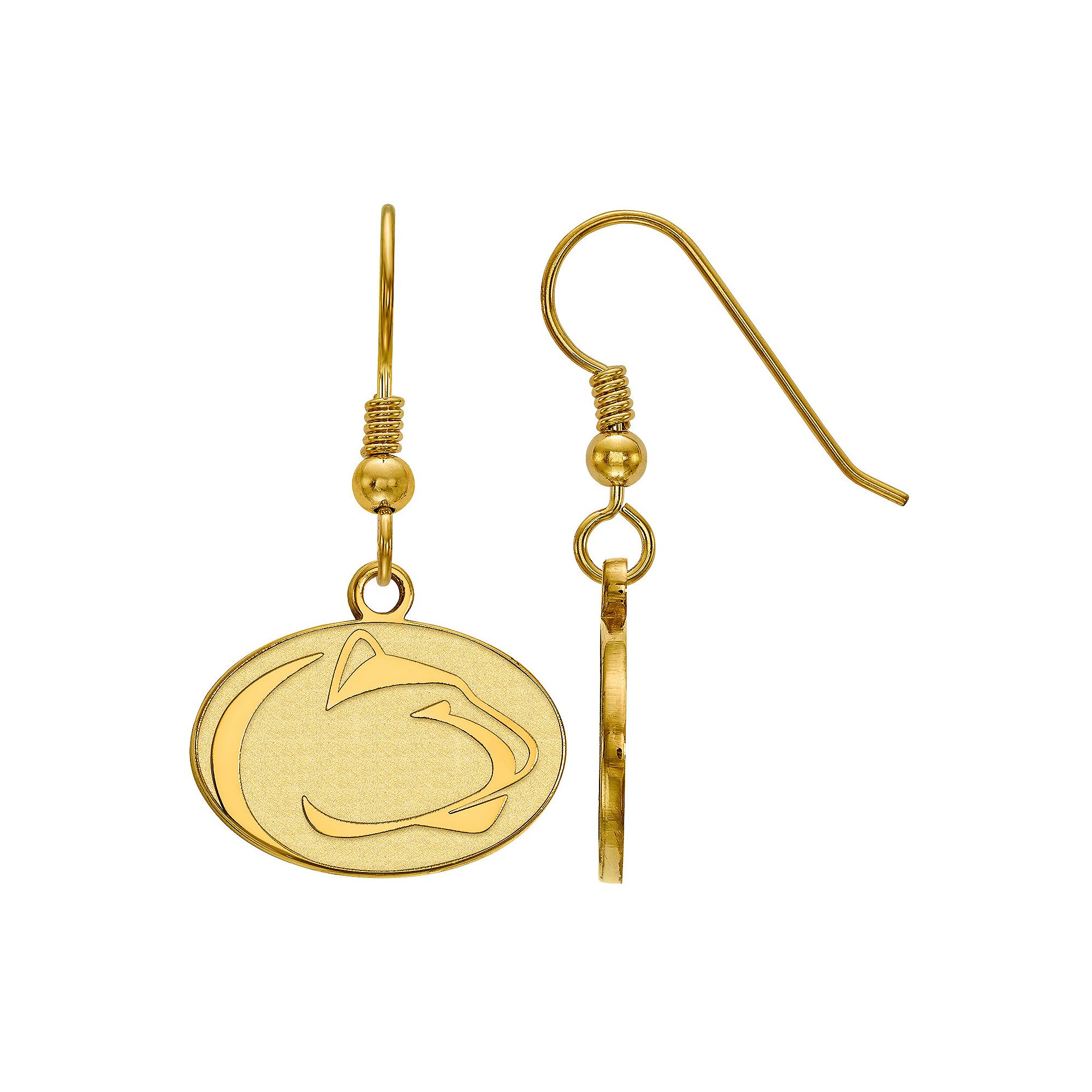 LogoArt 14K Gold Over Silver Penn State Nittany Lions Dangle Earrings, Wome