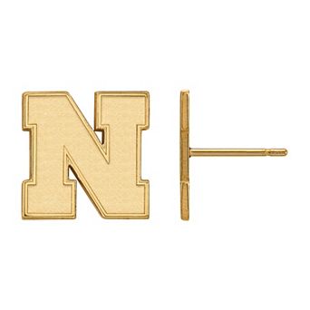 LogoArt 14k Gold Over Silver Nebraska Cornhuskers Post Earrings