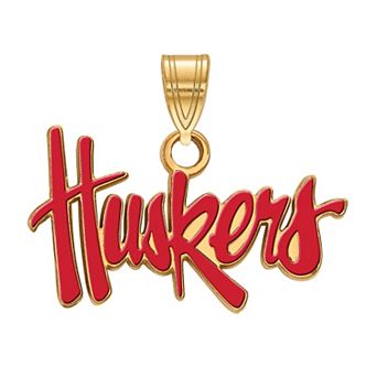 LogoArt 14K Gold Over Silver Nebraska Cornhuskers Script Pendant