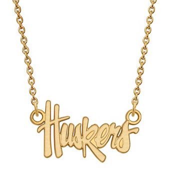 LogoArt 14K Gold Over Silver Nebraska Cornhuskers Script Pendant