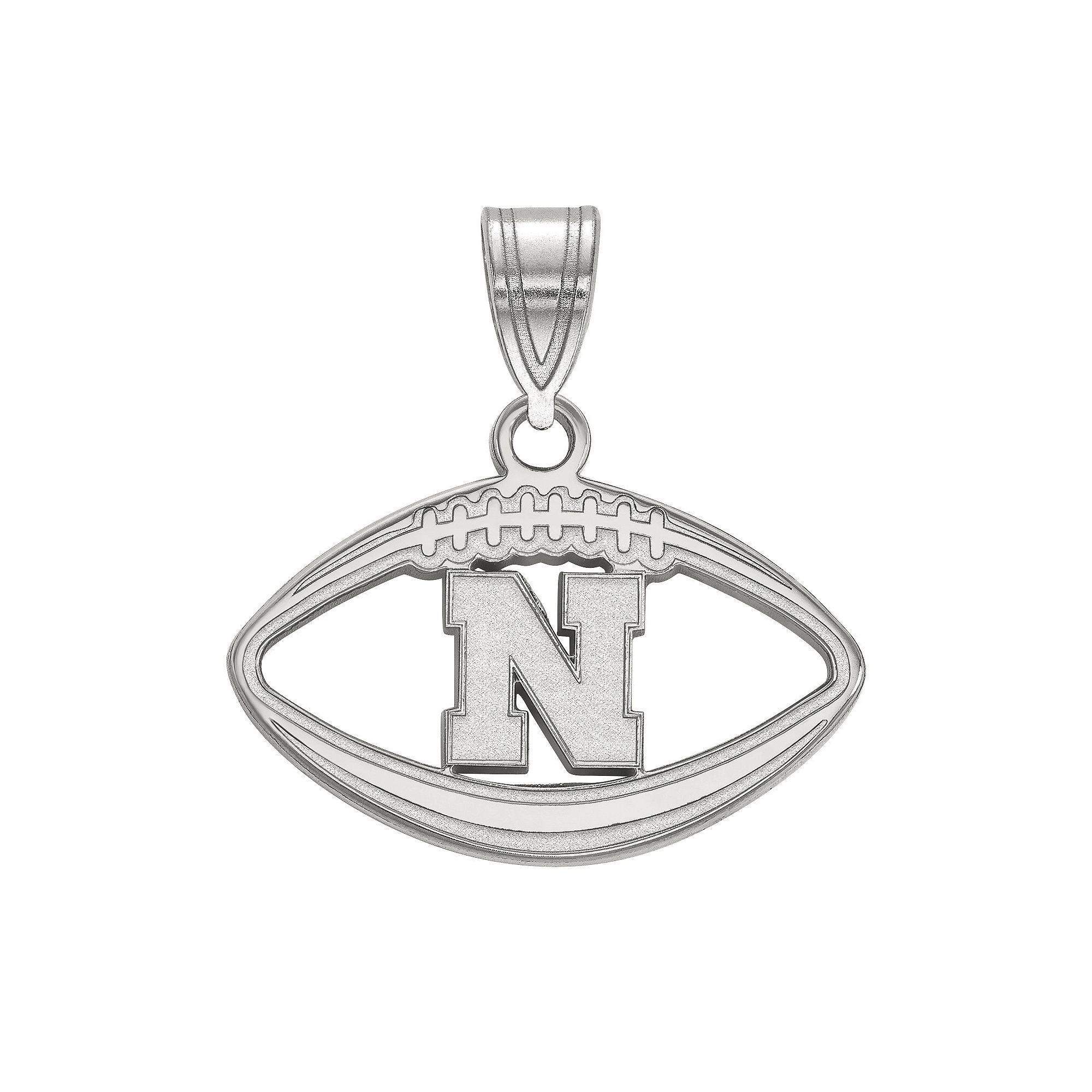 LogoArt Nebraska Cornhuskers Sterling Silver Football Pendant, Womens, Siz