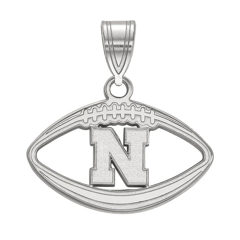 LogoArt Nebraska Cornhuskers Sterling Silver Football Pendant, Womens, Siz