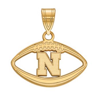 LogoArt 14K Gold Over Silver Nebraska Cornhuskers Football Pendant