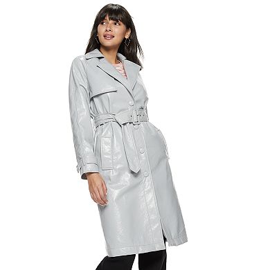 Women's Nine West Faux Leather Trench Coat