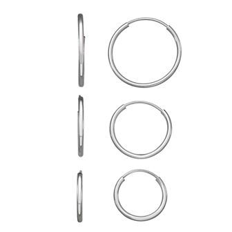 Taylor Grace 10k White Gold 3-Pair Endless Hoop Earring Set