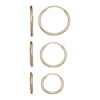 Taylor Grace 10k White Gold 3-Pair Endless Hoop Earring Set