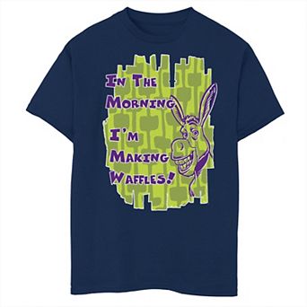 Boys 8-20 Shrek Donkey I'm Making Waffles Text Poster Tee
