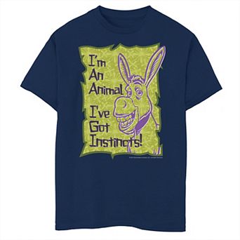Boys 8-20 Shrek Donkey I'm An Animal I've Got Instincts Tee