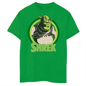 Boys 8-20 Shrek In Circles Cartoon Portrait Logo Tee