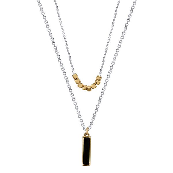 Love This Life® Onyx Bar & Beaded Necklace Set