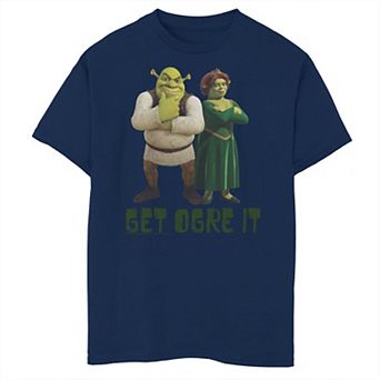 Boys 8-20 Shrek Fiona & Shrek Get Ogre It Text Poster Tee