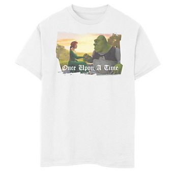Boys 8-20 Shrek Fiona & Shrek Once Upon A Time Text Poster Tee