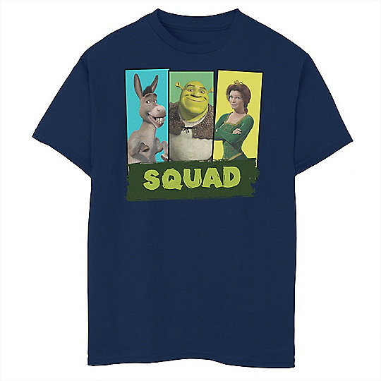 Boys 8 20 Shrek Squad Group Shot Panel Lineup Poster Tee - shrek is coming for you roblox scary game