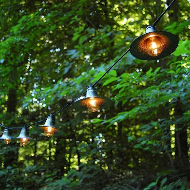 Lumabase Electric Cafe String Lights & 10 Gunmetal Shades