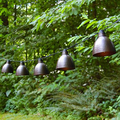 Lumabase Electric Cafe String Lights & 10 Bronze Dome Metal Shades
