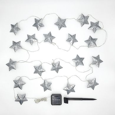 Lumabase Solar String Lights & 20 Metal Silver Stars