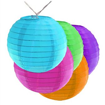 Lumabase Battery Operated String Lights & 10 Nylon Lanterns