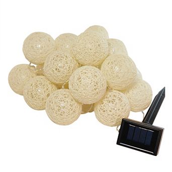 Lumabase Solar Powered String Lights & 20 Warm White Cotton Globes