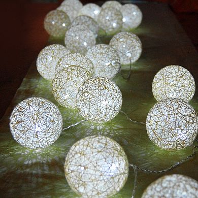 Lumabase Solar Powered String Lights & 20 Warm White Cotton Globes