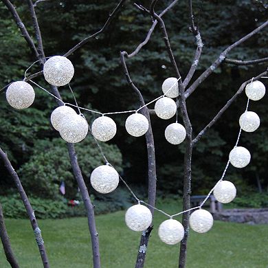 Lumabase Solar Powered String Lights & 20 Warm White Cotton Globes