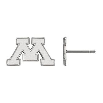 LogoArt 14K White Gold Minnesota Golden Gophers Post Earrings