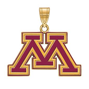 LogoArt Minnesota Golden Gophers Sterling Silver 14K Gold Plated Medium Enamel Pendant