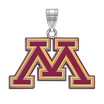 LogoArt Minnesota Golden Gophers Sterling Silver Rhodium Plated Medium Enamel Pendant