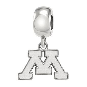 LogoArt Minnesota Golden Gophers Sterling Silver Rhodium Plated Dangle Bead Charm